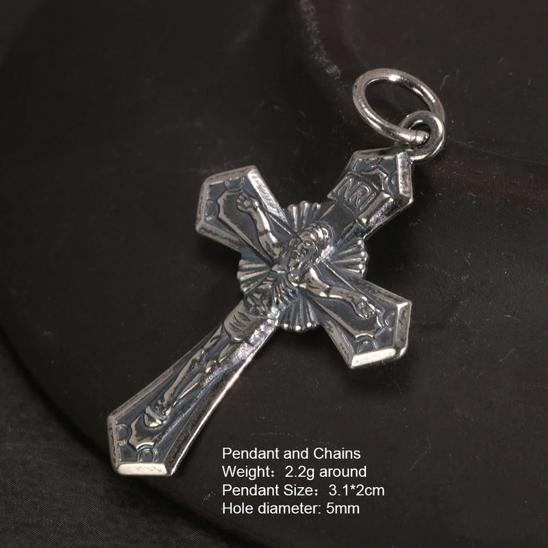 925 Silver Cross Necklace Vintage Antique Religious Pendant