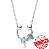925 Silver U Shape Pendant Chain Necklace for Girls
