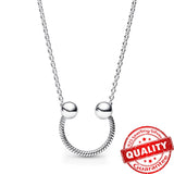 925 Silver U Shape Pendant Chain Necklace for Girls