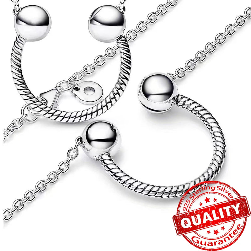 925 Silver U Shape Pendant Chain Necklace for Girls