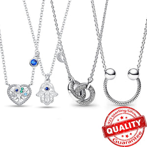 925 Silver U Shape Pendant Chain Necklace for Girls