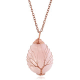 Stone Wrapped Pendant Teardrop Shape Life Tree Copper Wire Wrapped Pendant