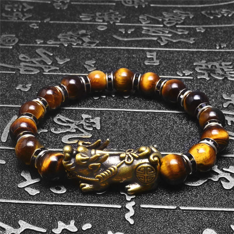 Tiger Eye Fengshui Pixiu Bracelet Unisex Beads Bracelets