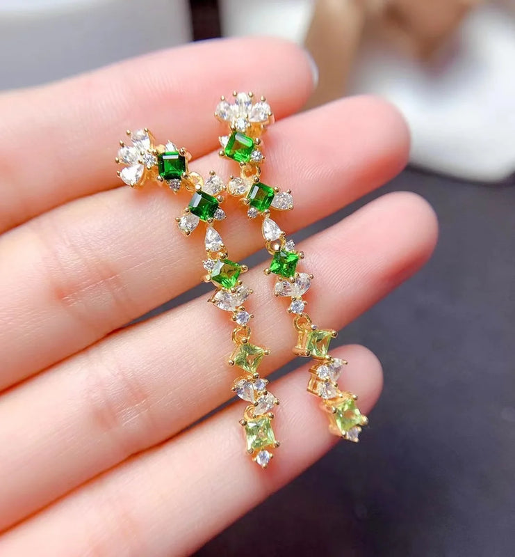 3mm*4mm Multi-color Tourmaline Drop Earrings 925 Stamp