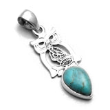 Turquoise Pendant 925 Sterling Silver 42 mm