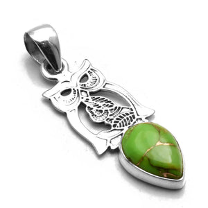 Turquoise Pendant 925 Sterling Silver 45mm