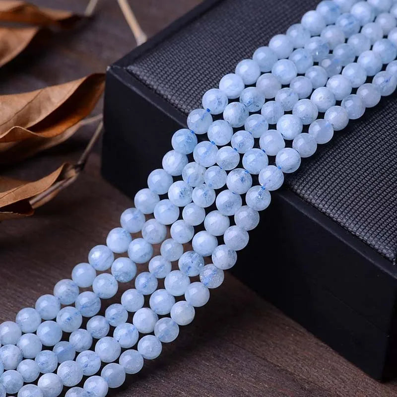 Brazilian Aquamarine Smooth Round Beads for Jewelry Making