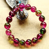 Watermelon Tourmaline Popcorn Crystal Bracelet Bohemian Lady Jewelry