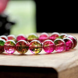 Watermelon Tourmaline Popcorn Crystal Bracelet Bohemian Lady Jewelry