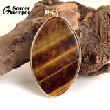 Tiger's Eye Quartz Stone Pendant Necklace with Chain