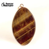 Tiger's Eye Quartz Stone Pendant Necklace with Chain