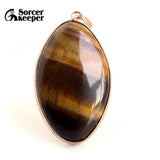 Tiger's Eye Quartz Stone Pendant Necklace with Chain