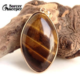 Tiger's Eye Quartz Stone Pendant Necklace with Chain