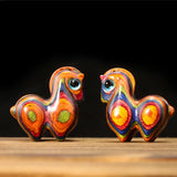 Wood Rainbow Horse Pendant DIY Necklace Keychain Craft Charms