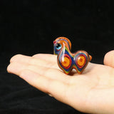Wood Rainbow Horse Pendant DIY Necklace Keychain Craft Charms