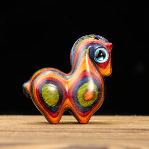 Wood Rainbow Horse Pendant DIY Necklace Keychain Craft Charms