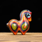 Wood Rainbow Horse Pendant DIY Necklace Keychain Craft Charms