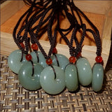Natural Hetian Stone Pendant Necklace Carved Donut Pendant JADES Jewelry
