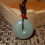 Natural Hetian Stone Pendant Necklace Carved Donut Pendant JADES Jewelry