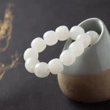 Hetian Jade Geometric Bead Strand Bracelet Natural Gemstone Fine Jewelry