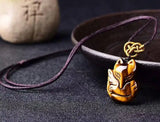 Tiger Eye Stone Maitreya Buddha Pendant Charm Avalokitesvara Collection