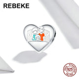 925 Sterling Silver Heart Charm Beads for Bracelet Pendant Jewelry Making