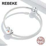 925 Sterling Silver Heart Charm Beads for Bracelet Pendant Jewelry Making