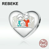 925 Sterling Silver Heart Charm Beads for Bracelet Pendant Jewelry Making