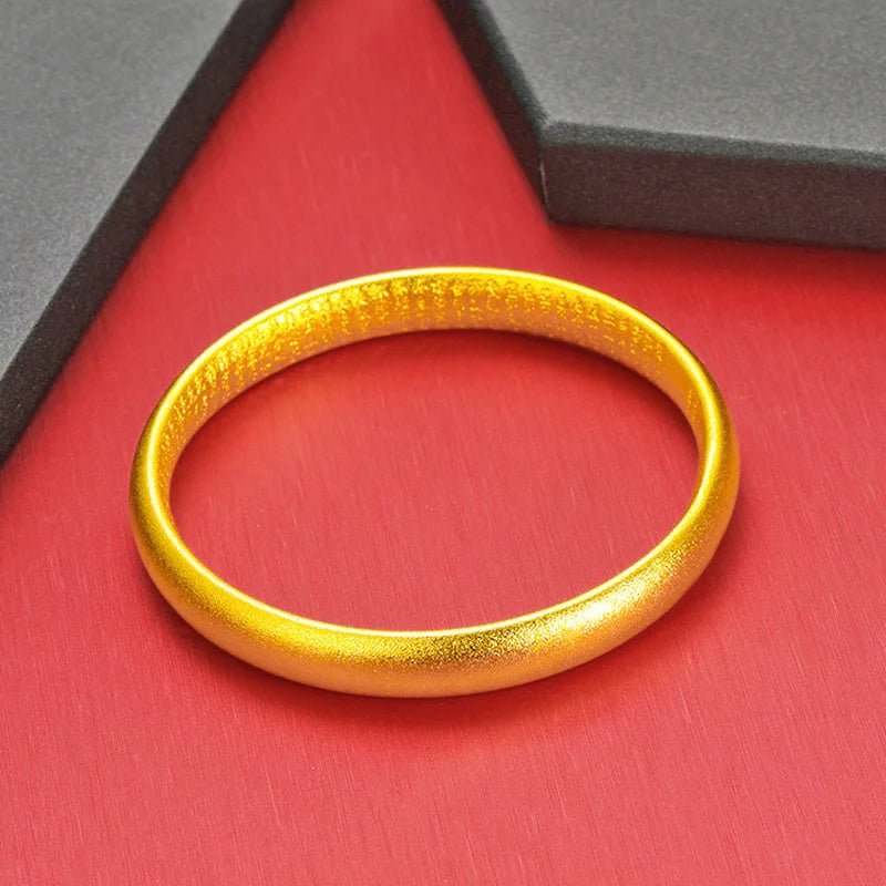 18k Yellow Bracelets for Women Chinese Traditional Bangle Wedding Birthday Gift