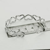 925 Silver Bracelet Women's Heart Bangle Adjustable Size Fine Jewelry