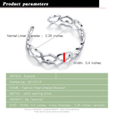 925 Silver Bracelet Women's Heart Bangle Adjustable Size Fine Jewelry