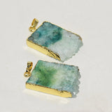 Green Geode Druzy Stone Pendant for Jewelry Making Women