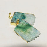 Green Geode Druzy Stone Pendant for Jewelry Making Women