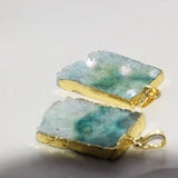 Green Geode Druzy Stone Pendant for Jewelry Making Women