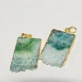 Green Geode Druzy Stone Pendant for Jewelry Making Women