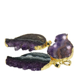 Geode Druzy Purple Crystal Stone Pendant DIY Jewelry Making Quartz Slab