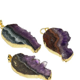 Geode Druzy Purple Crystal Stone Pendant DIY Jewelry Making Quartz Slab
