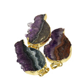 Geode Druzy Purple Crystal Stone Pendant DIY Jewelry Making Quartz Slab