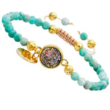 Geode Druzy Quartz Bracelet Reiki Healing 4mm Beads Chain Luck Women Men