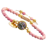 Geode Druzy Quartz Bracelet Reiki Healing 4mm Beads Chain Luck Women Men