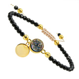 Geode Druzy Quartz Bracelet Reiki Healing 4mm Beads Chain Luck Women Men
