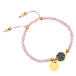 Geode Druzy Quartz Bracelet Reiki Healing 4mm Beads Chain Luck Women Men