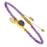 Geode Druzy Quartz Bracelet Reiki Healing 4mm Beads Chain Luck Women Men