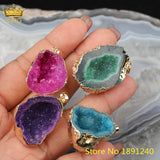Geode Pendant in 4 Colors, Gold-Edged Ornaments, Natural Geode Pendant