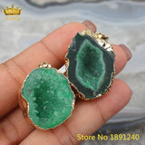 Geode Pendant in 4 Colors, Gold-Edged Ornaments, Natural Geode Pendant
