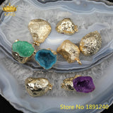 Geode Pendant in 4 Colors, Gold-Edged Ornaments, Natural Geode Pendant