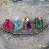 Geode Pendant in 4 Colors, Gold-Edged Ornaments, Natural Geode Pendant