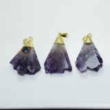 Geode Druzy Stone Pendant Indian Jewelry Reiki Purple Quartz Crystal