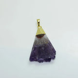 Geode Druzy Stone Pendant Indian Jewelry Reiki Purple Quartz Crystal
