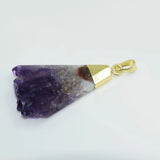 Geode Druzy Stone Pendant Indian Jewelry Reiki Purple Quartz Crystal